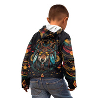 Native American Wolf Kid Hoodie Abstract Geometric Style