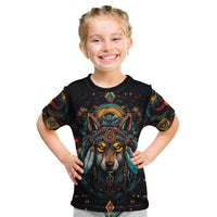 Native American Wolf Kid T Shirt Abstract Geometric Style