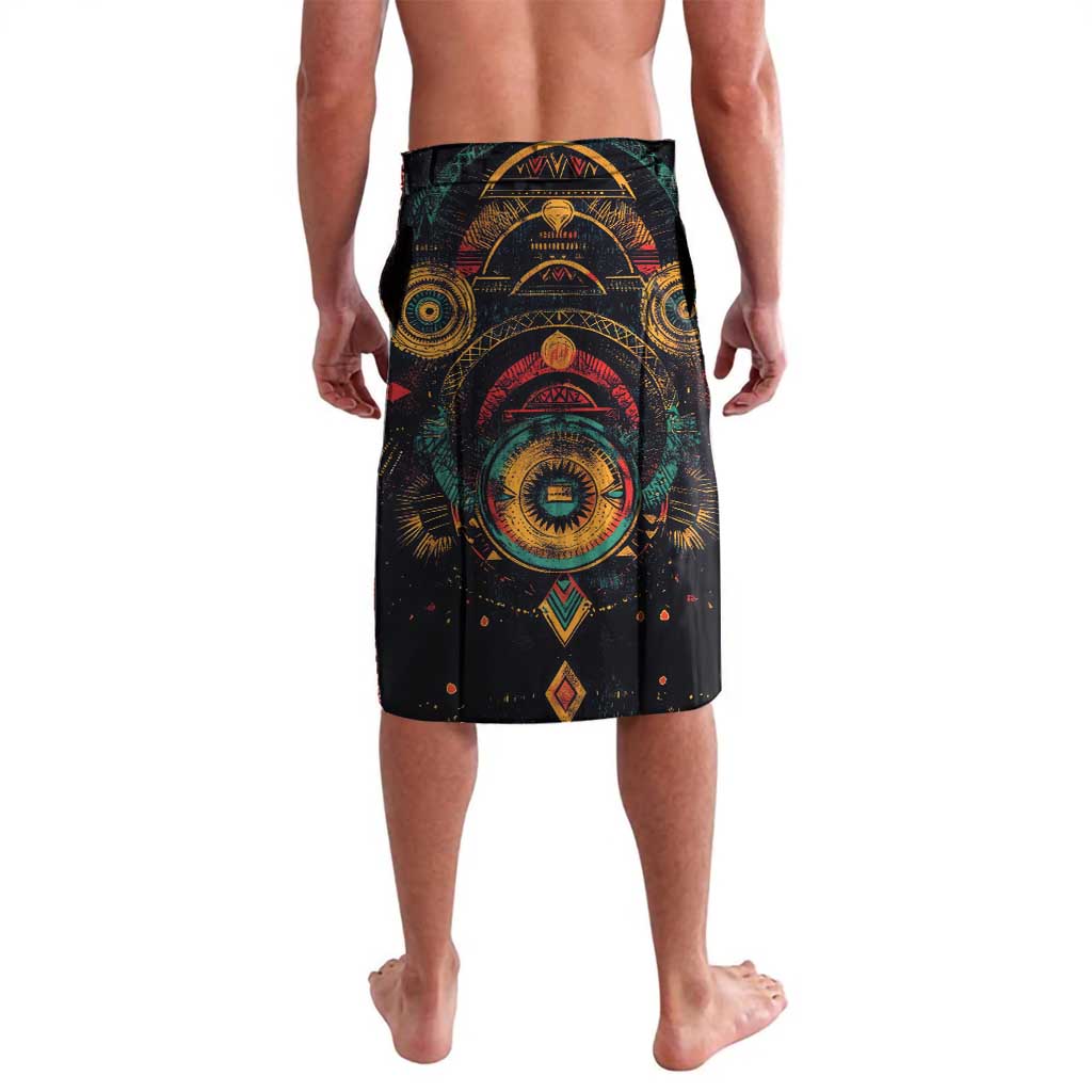 Native American Wolf Lavalava Abstract Geometric Style