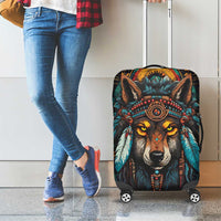 Native American Wolf Luggage Cover Abstract Geometric Style