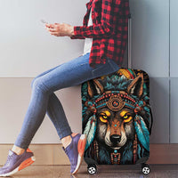 Native American Wolf Luggage Cover Abstract Geometric Style