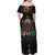 Native American Wolf Off Shoulder Maxi Dress Abstract Geometric Style