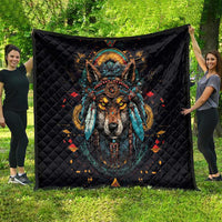 Native American Wolf Quilt Abstract Geometric Style