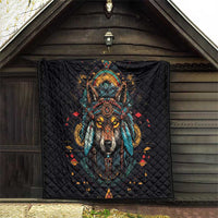 Native American Wolf Quilt Abstract Geometric Style