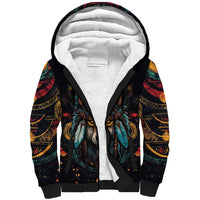 Native American Wolf Sherpa Hoodie Abstract Geometric Style