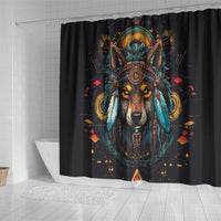 Native American Wolf Shower Curtain Abstract Geometric Style