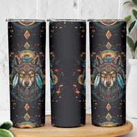 Native American Wolf Skinny Tumbler Abstract Geometric Style