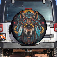Native American Wolf Spare Tire Cover Abstract Geometric Style