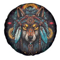 Native American Wolf Spare Tire Cover Abstract Geometric Style