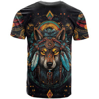 Native American Wolf T Shirt Abstract Geometric Style