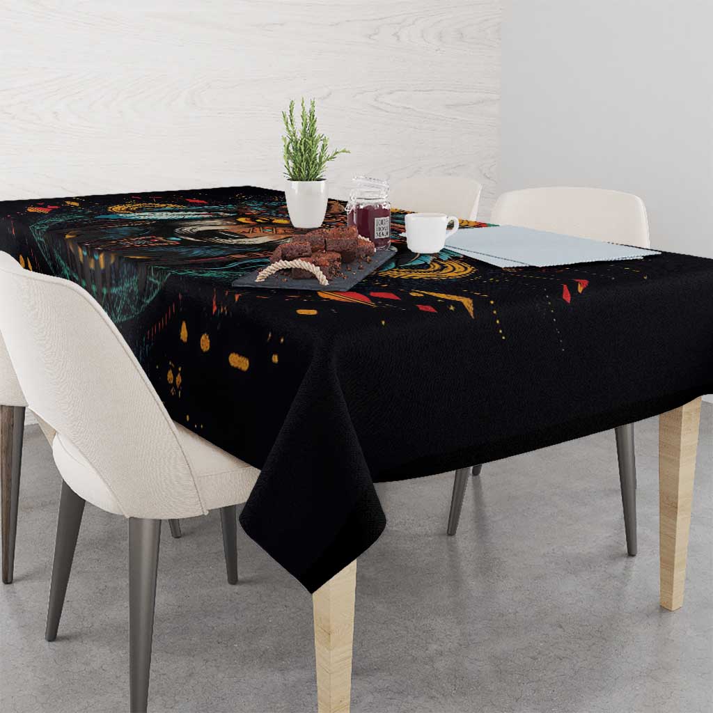 Native American Wolf Tablecloth Abstract Geometric Style