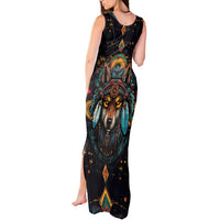 Native American Wolf Tank Maxi Dress Abstract Geometric Style