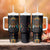 Native American Wolf Tumbler With Handle Abstract Geometric Style