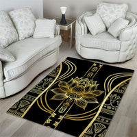 Egypt The Lotus Area Rug Gold Bloom Hieroglyphic Patterns