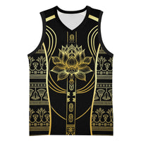 Egypt The Lotus Basketball Jersey Gold Bloom Hieroglyphic Patterns