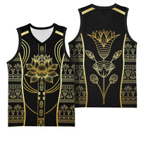 Egypt The Lotus Basketball Jersey Gold Bloom Hieroglyphic Patterns
