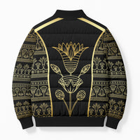 Egypt The Lotus Bomber Puffer Jacket Gold Bloom Hieroglyphic Patterns