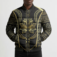 Egypt The Lotus Bomber Puffer Jacket Gold Bloom Hieroglyphic Patterns