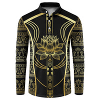 Egypt The Lotus Button Sweatshirt Gold Bloom Hieroglyphic Patterns