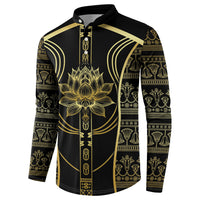 Egypt The Lotus Button Sweatshirt Gold Bloom Hieroglyphic Patterns