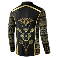 Egypt The Lotus Button Sweatshirt Gold Bloom Hieroglyphic Patterns