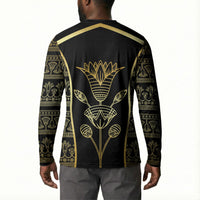 Egypt The Lotus Button Sweatshirt Gold Bloom Hieroglyphic Patterns