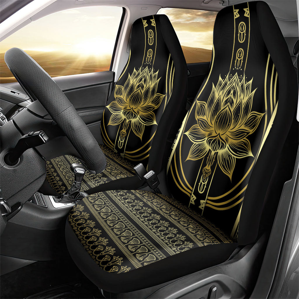 Egypt The Lotus Car Seat Cover Gold Bloom Hieroglyphic Patterns