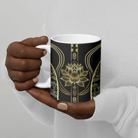 Egypt The Lotus Ceramic Mug Gold Bloom Hieroglyphic Patterns