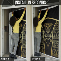 Egypt The Lotus Door Cover Gold Bloom Hieroglyphic Patterns