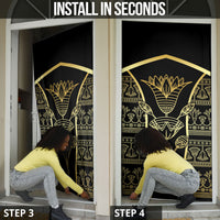 Egypt The Lotus Door Cover Gold Bloom Hieroglyphic Patterns