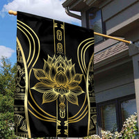 Egypt The Lotus Garden Flag Gold Bloom Hieroglyphic Patterns