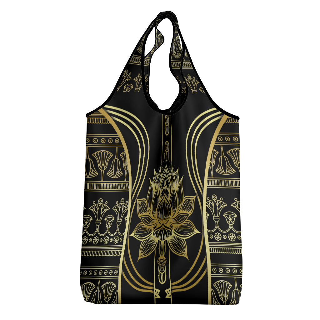 Egypt The Lotus Grocery Bag Gold Bloom Hieroglyphic Patterns
