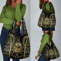 Egypt The Lotus Grocery Bag Gold Bloom Hieroglyphic Patterns