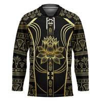Egypt The Lotus Hockey Jersey Gold Bloom Hieroglyphic Patterns