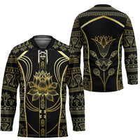 Egypt The Lotus Hockey Jersey Gold Bloom Hieroglyphic Patterns