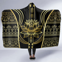 Egypt The Lotus Hooded Blanket Gold Bloom Hieroglyphic Patterns