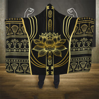Egypt The Lotus Hooded Blanket Gold Bloom Hieroglyphic Patterns