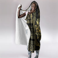 Egypt The Lotus Hooded Blanket Gold Bloom Hieroglyphic Patterns