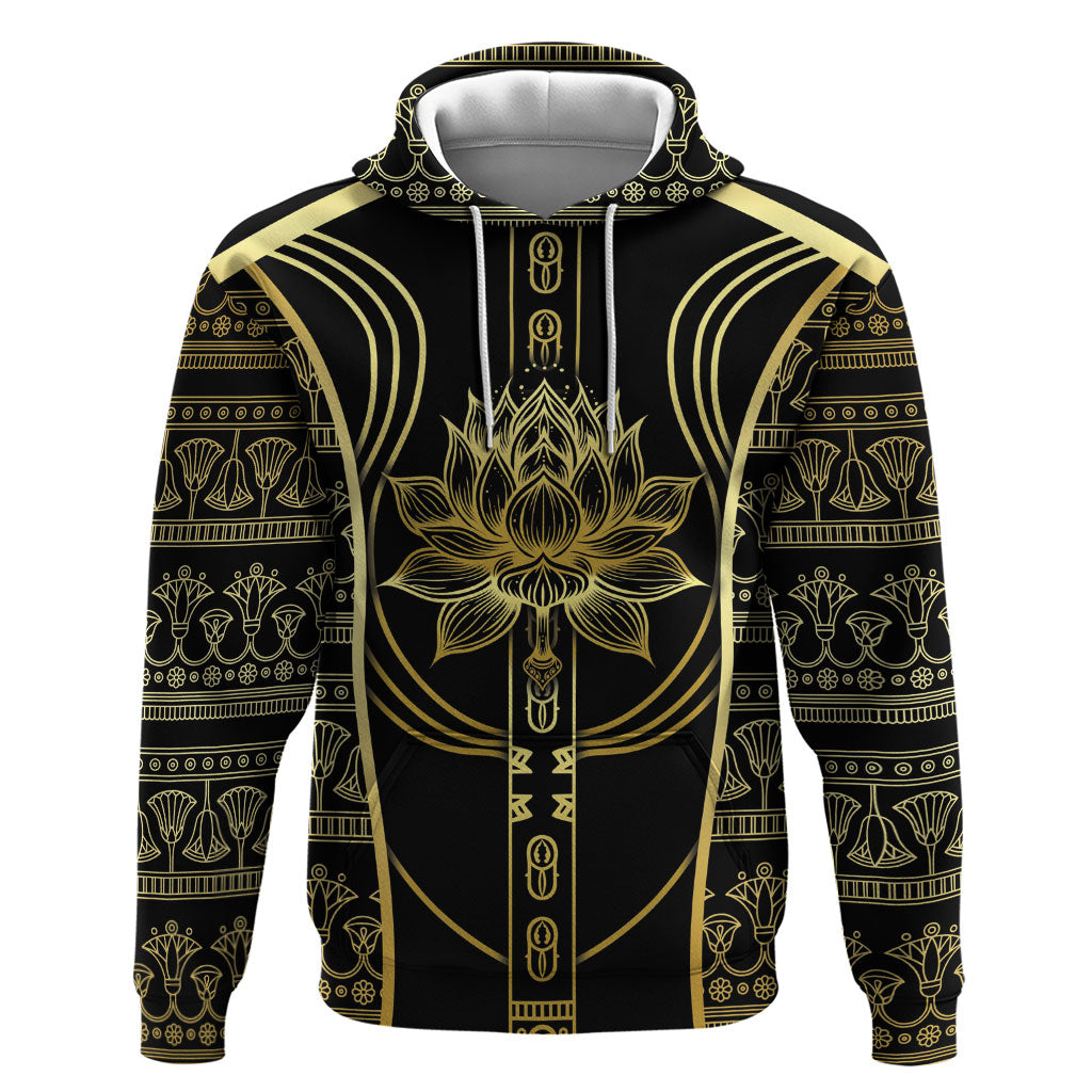 Egypt The Lotus Hoodie Gold Bloom Hieroglyphic Patterns