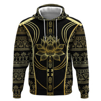 Egypt The Lotus Hoodie Gold Bloom Hieroglyphic Patterns