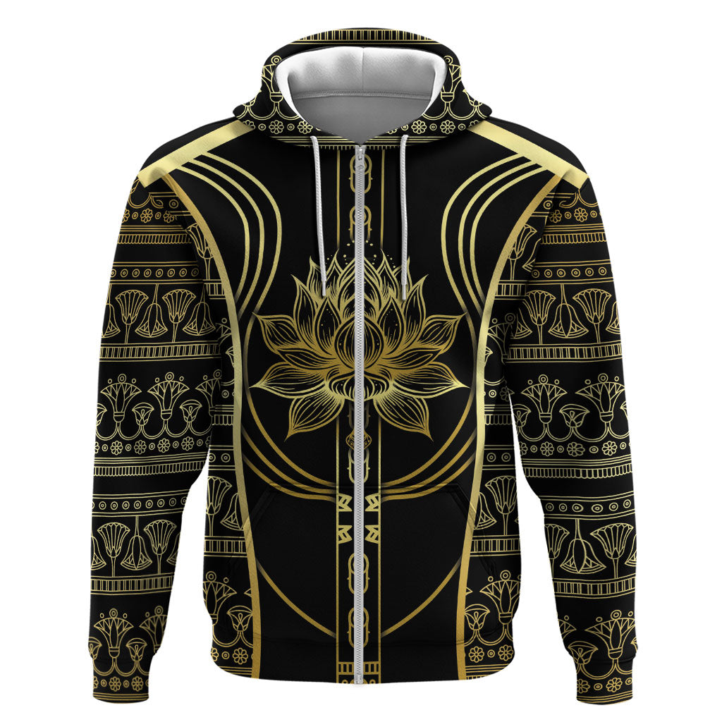 Egypt The Lotus Hoodie Gold Bloom Hieroglyphic Patterns