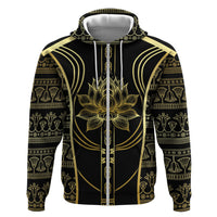 Egypt The Lotus Hoodie Gold Bloom Hieroglyphic Patterns