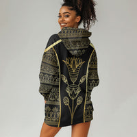 Egypt The Lotus Hoodie Dress Gold Bloom Hieroglyphic Patterns