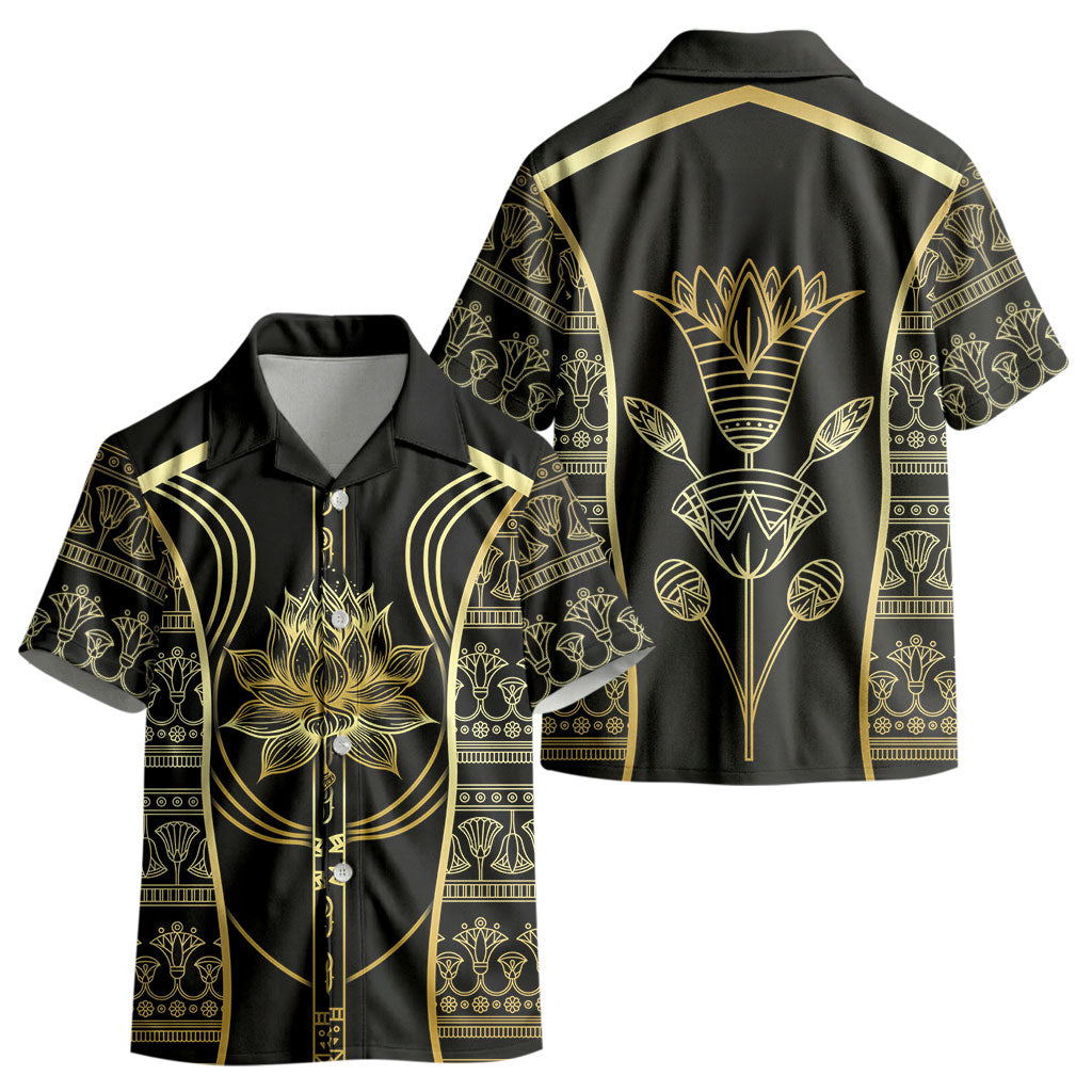 Egypt The Lotus Kid Hawaiian Shirt Gold Bloom Hieroglyphic Patterns DT05