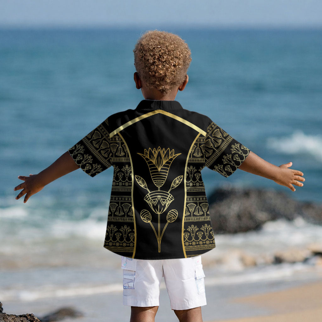 Egypt The Lotus Kid Hawaiian Shirt Gold Bloom Hieroglyphic Patterns DT05