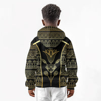 Egypt The Lotus Kid Hoodie Gold Bloom Hieroglyphic Patterns