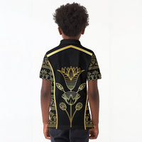 Egypt The Lotus Kid Polo Shirt Gold Bloom Hieroglyphic Patterns