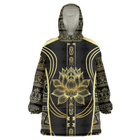 Egypt The Lotus Kid Wearable Blanket Hoodie Gold Bloom Hieroglyphic Patterns
