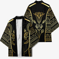 Egypt The Lotus Kimono Gold Bloom Hieroglyphic Patterns