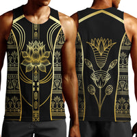 Egypt The Lotus Men Tank Top Gold Bloom Hieroglyphic Patterns